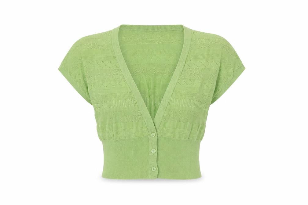 Fat Face Women's Green Cropped Knit Blouse Size 10