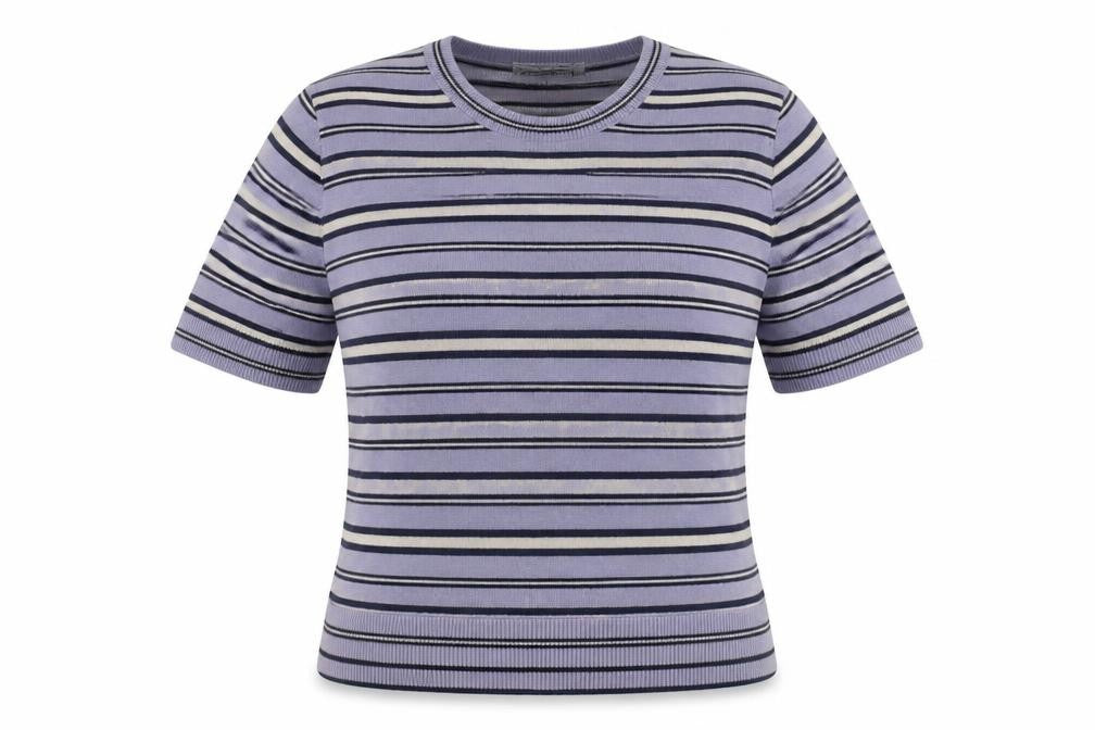 Jaeger Women's Multicoloured Wool Striped T-Shirt, Size 12