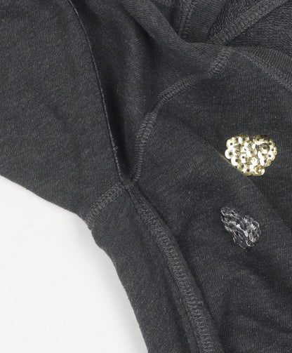 Close-up detail of Abercrombie & Fitch girls’ black sequin pullover sweatshirt, size L