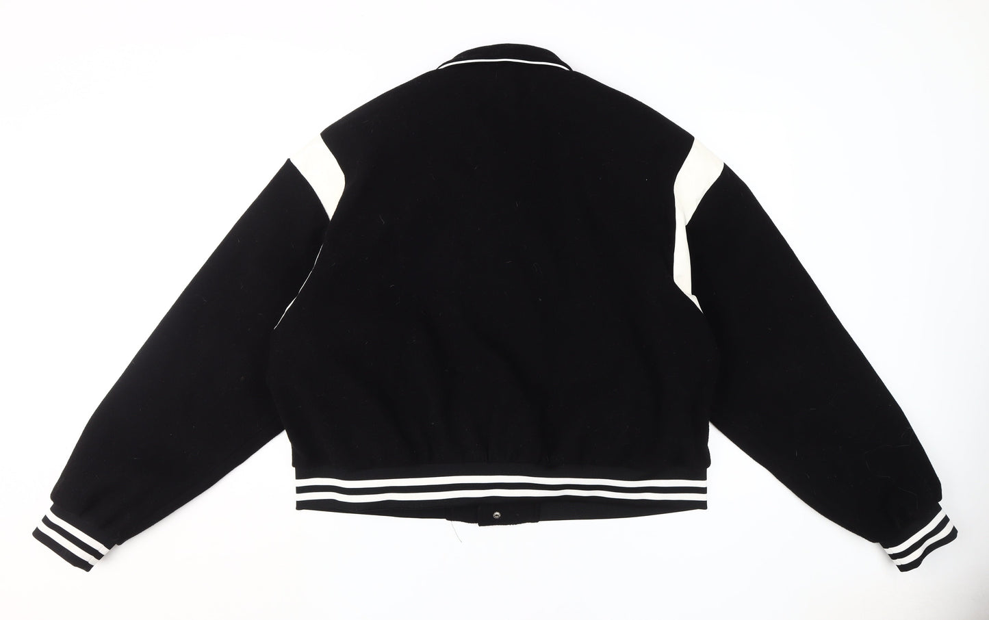 boohooMAN Men's Black Varsity Jacket, Size L, Polyester