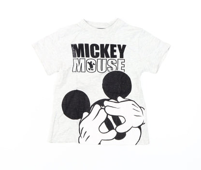 Preloved Disney Boys Grey Mickey Mouse T-Shirt 3-4 Years - Front