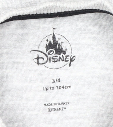 Preloved Disney Boys Grey Mickey Mouse T-Shirt 3-4 Years - Detail