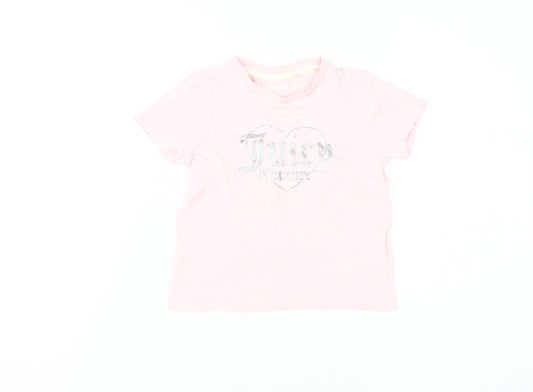 Juicy Couture Girls Pink Glitter Graphic Short Sleeve T-Shirt 2T