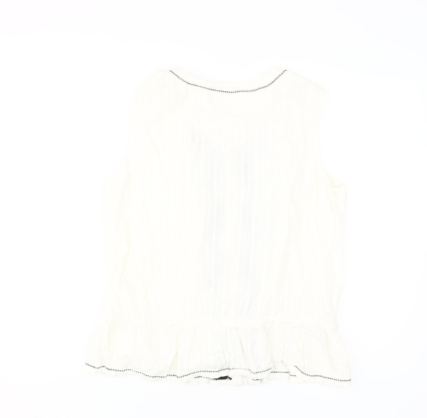 Roman Women's Ivory Embroidered Sleeveless Blouse
