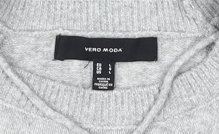 Vero Moda Women's Grey Pullover Jumper, L, Crew Neck