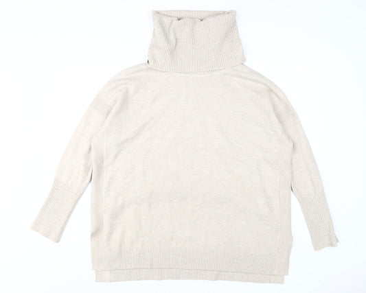 French Connection Women's Beige XL Roll Neck Jumper