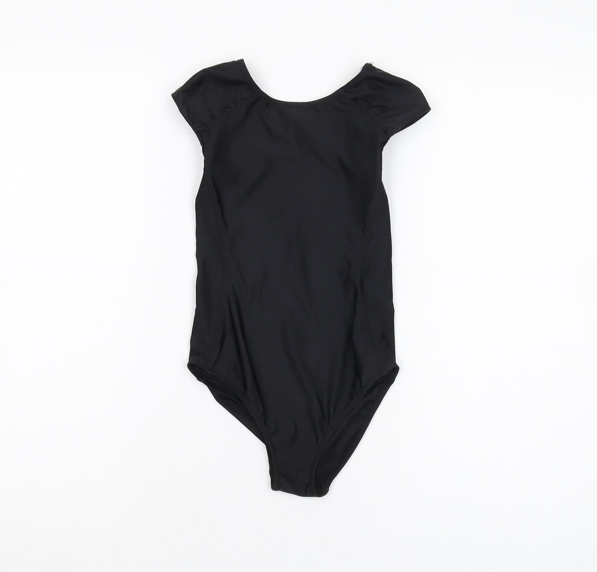 Additional front view of Decathlon girls’ black one piece swimsuit, size 12