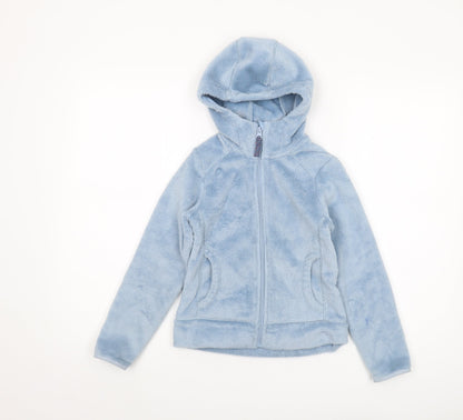 Additional front view of Decathlon girls’ blue hooded fleece jacket 7-8 years