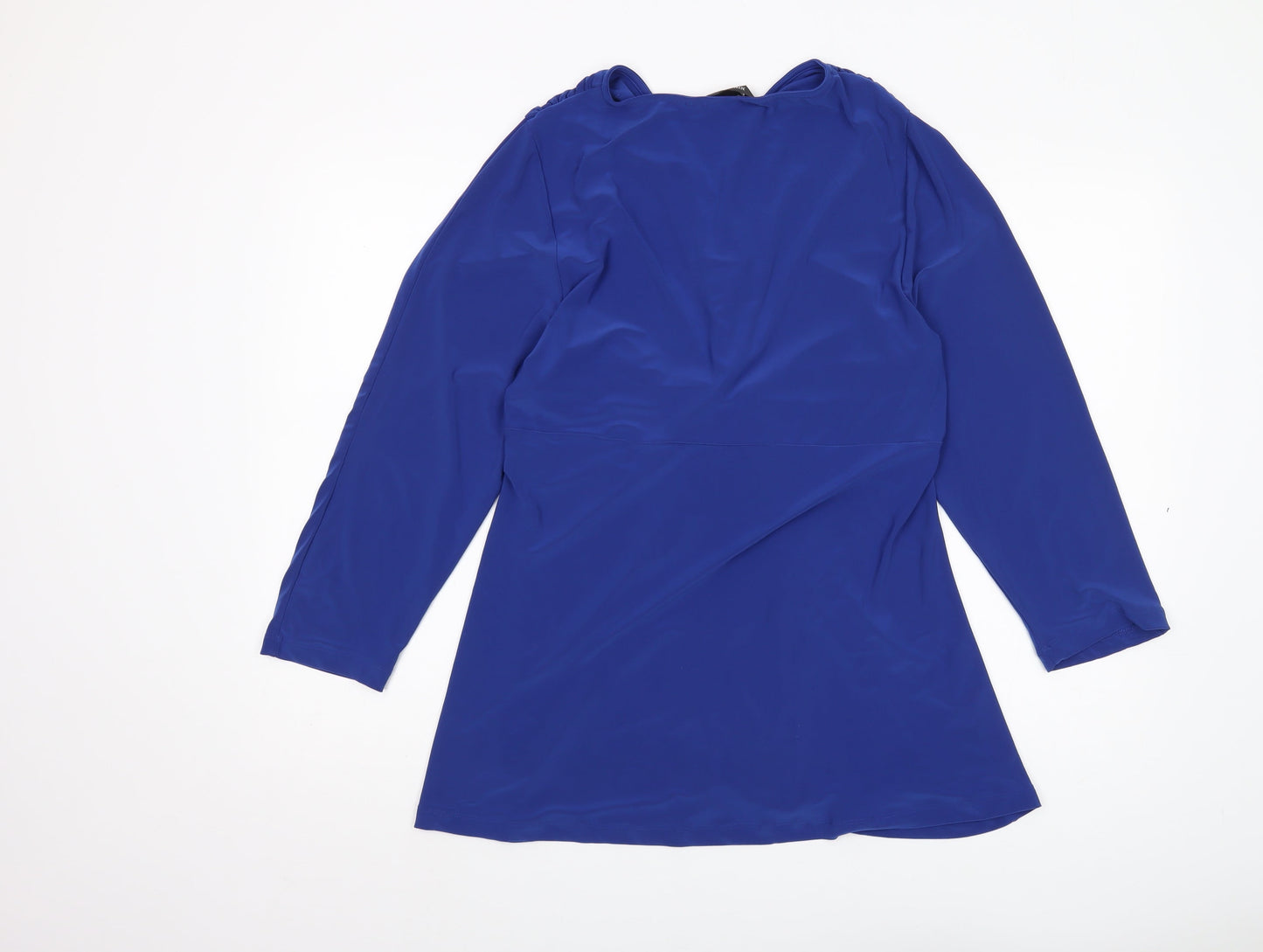 Nina Leonard Women's Blue Tunic Blouse 2XL V-Neck Jersey