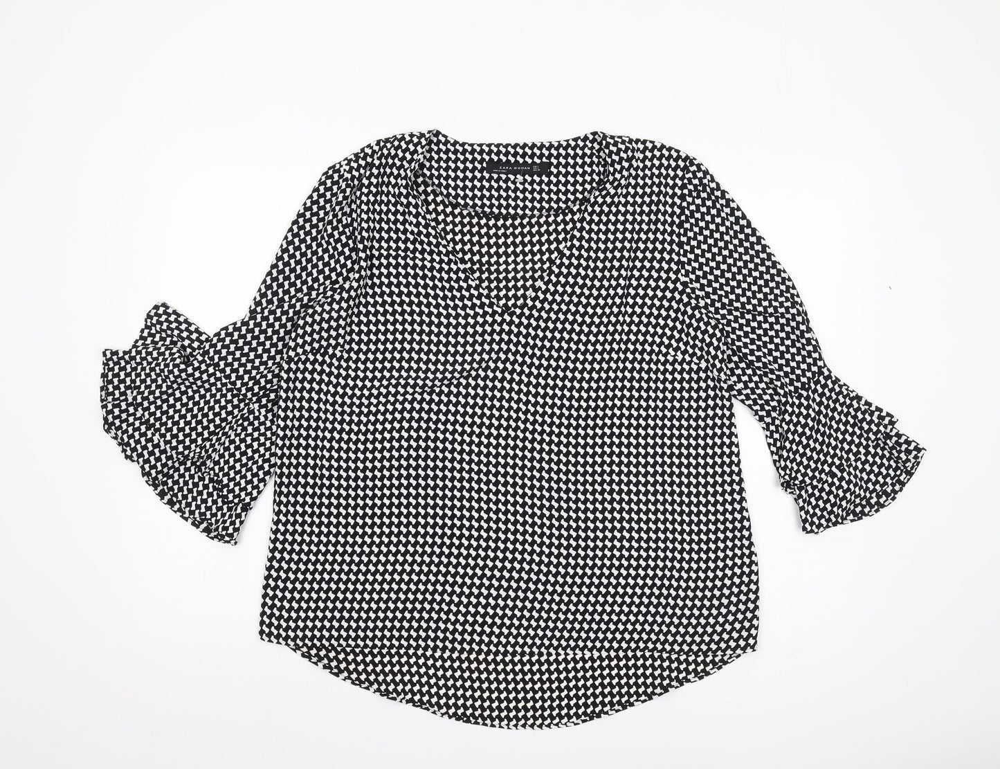 Zara Women's Black Geometric Blouse Size 12