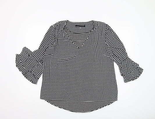 Zara Women's Black Geometric Blouse Size 12