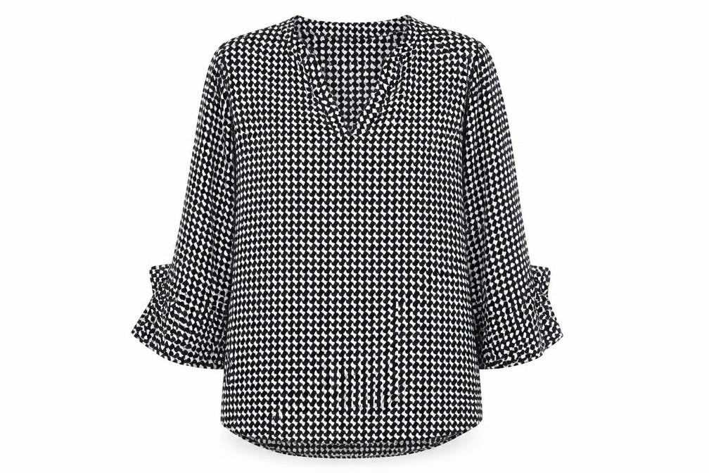 Zara Women's Black Geometric Blouse Size 12