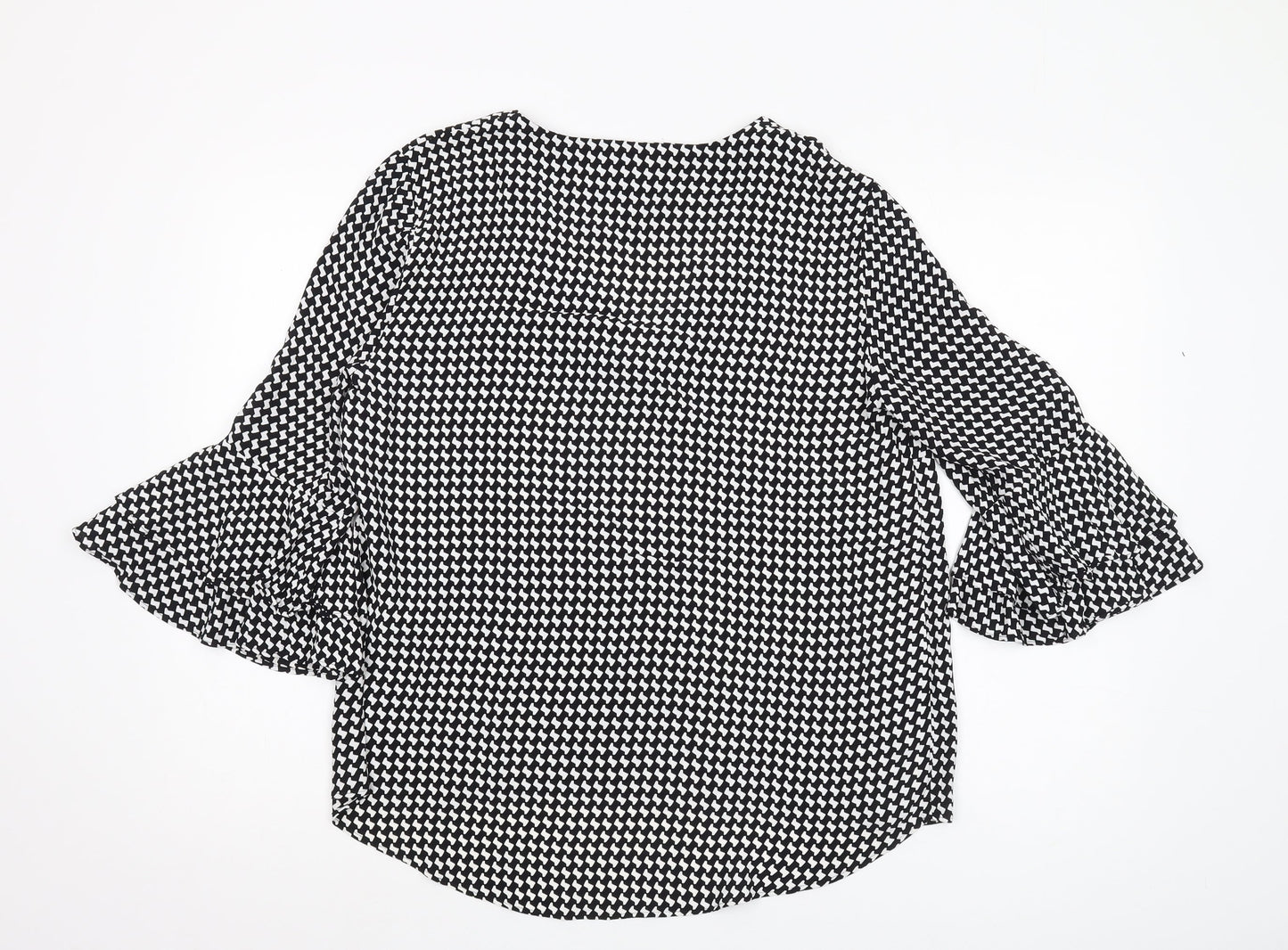 Zara Women's Black Geometric Blouse Size 12