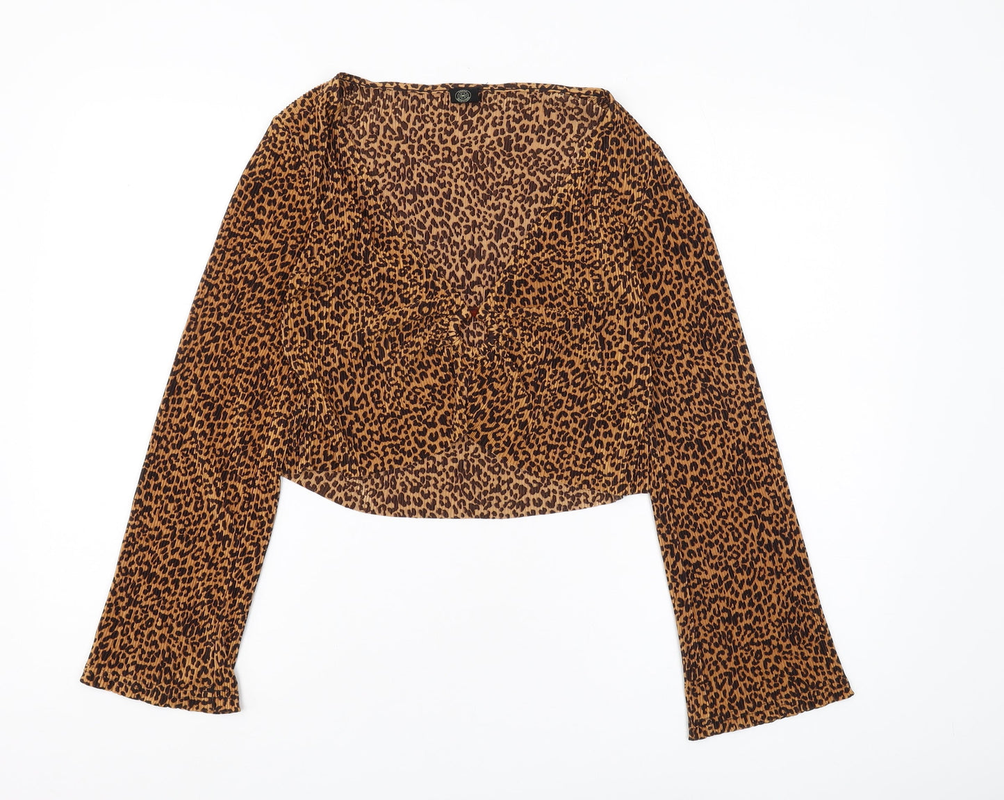 Urban Outfitters Women’s Brown Leopard Print Cropped Blouse