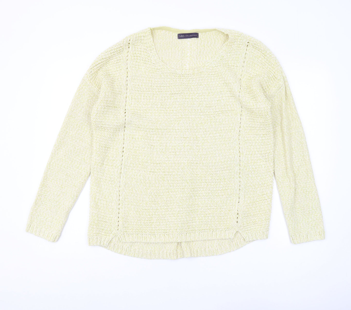 Marks and Spencer Women's Yellow Knitted Pullover Jumper - Size 16
