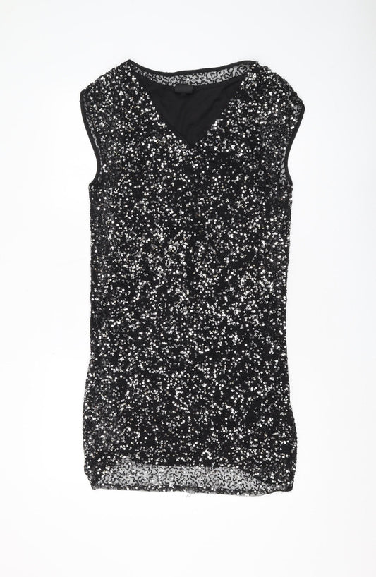 Selected Femme Black Sequin Women’s Shift Dress Size 6