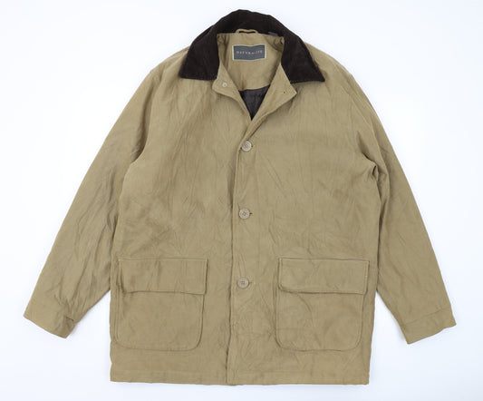 Naturalife Men's Beige Overcoat, Size L, Casual Mid-Length