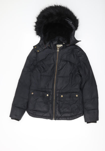 Jack Wills Women's Black Puffer Jacket Size 8