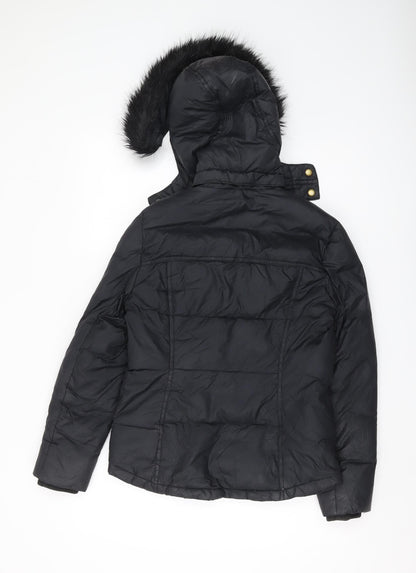 Jack Wills Women's Black Puffer Jacket Size 8