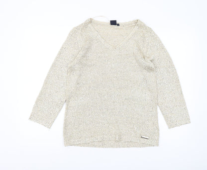 Daniel Hechter Women's Beige Sequin Pullover Jumper S