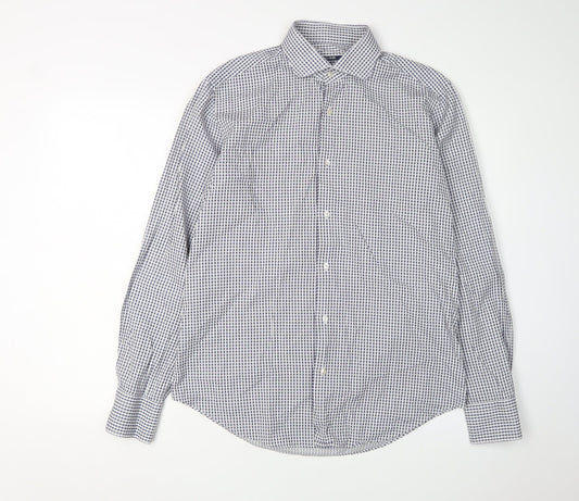 Pal Zileri Men's Blue Check Cotton Shirt Size 40