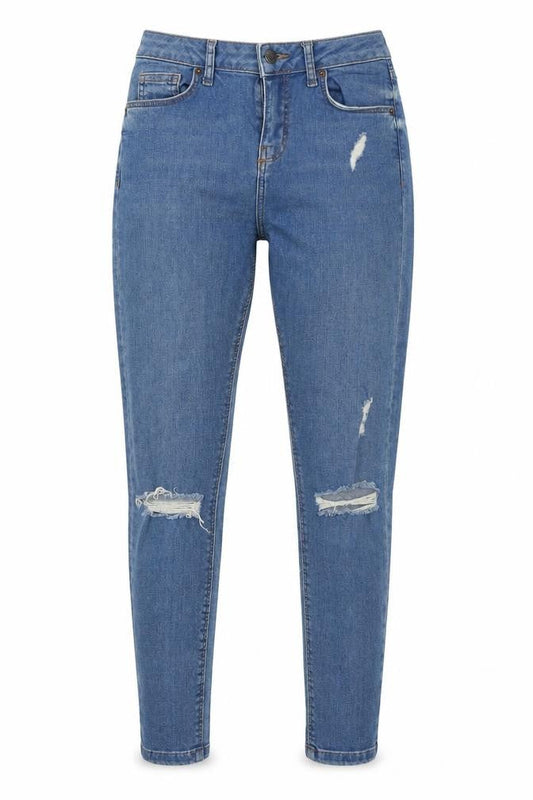 Topshop Women’s Blue Distressed Skinny Jeans, Size 8