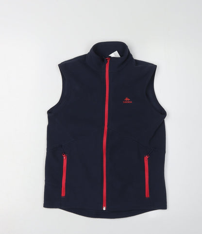 Additional front view of Decathlon girls’ blue fleece waistcoat 8-9 years