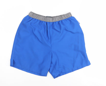 Additional front view of Trespass boys’ blue swim shorts, size 11, lightweight, elastic waist