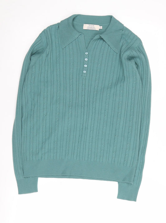 Honor Millburn Women's Green Henley Jumper M