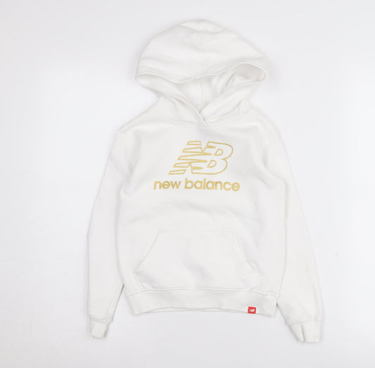 New Balance Girls White Hoodie Size 5-6 Years Pullover