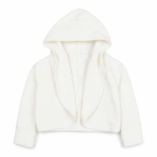 DKNY Girls White Hooded Cardigan, Size 4 Years, Cotton Blend