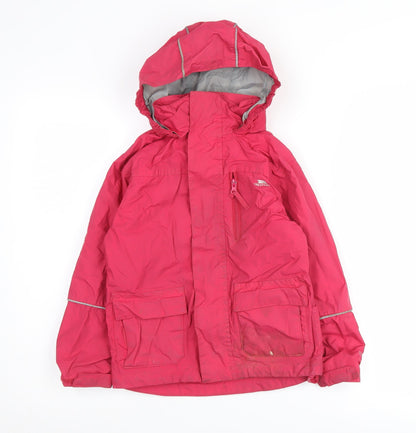 Additional front view of Trespass Pink girls’ parka jacket 5-6 years