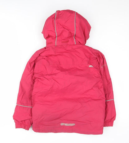 Back view of Trespass Pink girls’ parka jacket 5-6 years