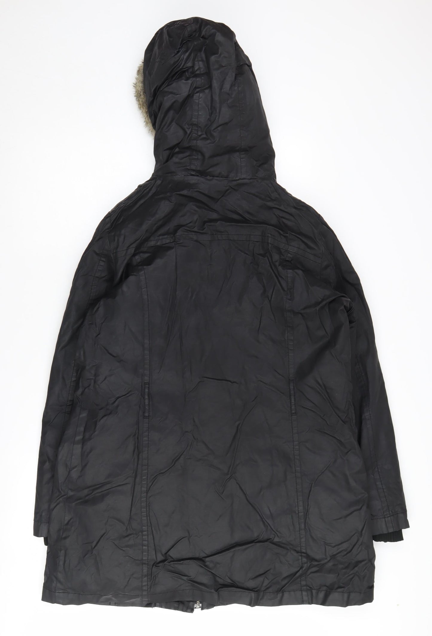 Mango Women's Black Parka Jacket L Relaxed Fit