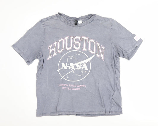 H&M Women's Grey NASA Graphic T-Shirt, Size S