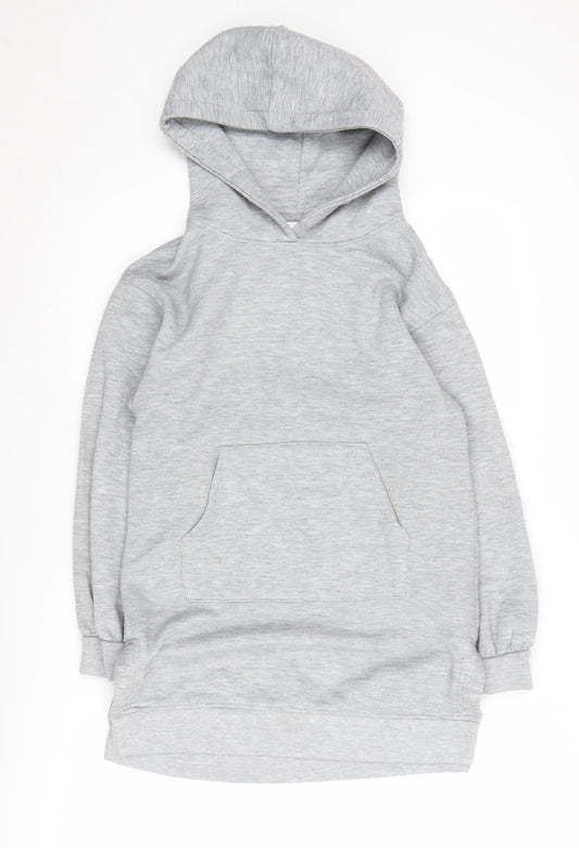 Zara Women's Grey Pullover Hoodie Size 10