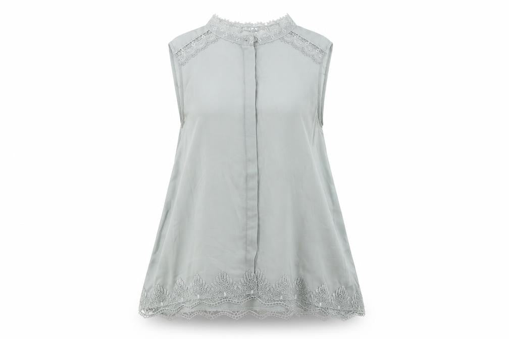Reiss Women's Grey Silk Blouse UK 6
