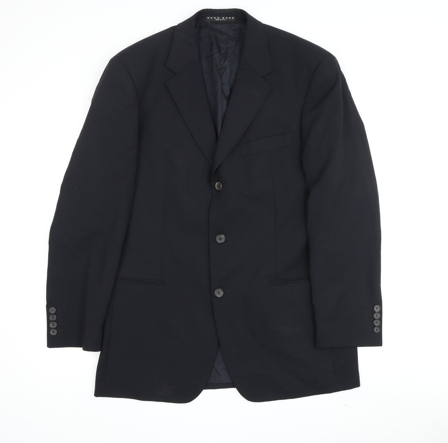 Hugo Boss Men's Black Wool Blazer, 38R Fit, 3-Button