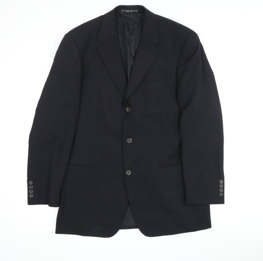Hugo Boss Men's Black Wool Blazer, 38R Fit, 3-Button