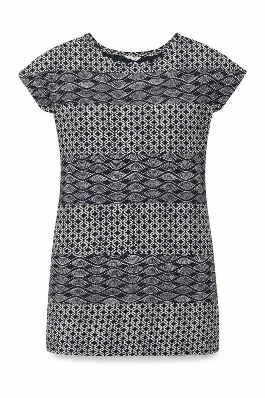 White Stuff Women's Blue Geometric Shift Dress, Size 12