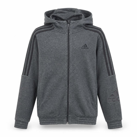 Adidas Boys Grey Full Zip Hoodie, 11-12 Years, Hooded, Excellent