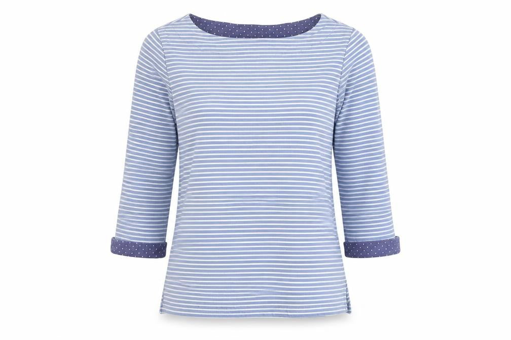 Woolovers Women's Blue Striped Blouse Size S