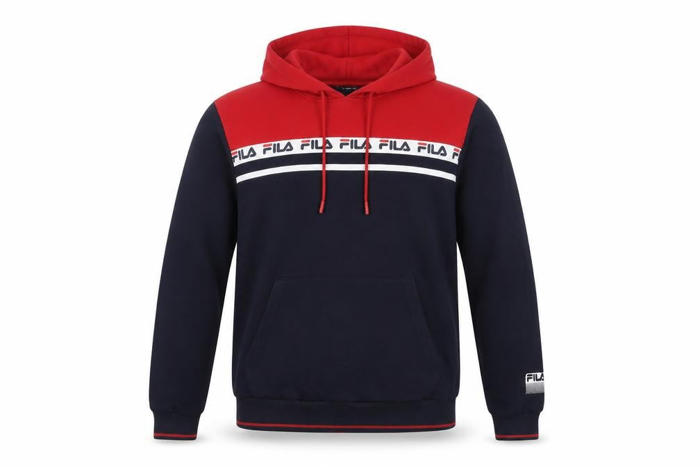FILA Men's Red Pullover Hoodie - M College Style