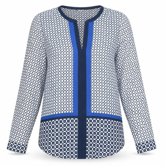 Jasper Conran Women's Blue Tunic Blouse Size 8, Geometric