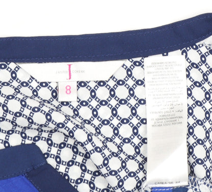 Jasper Conran Women's Blue Tunic Blouse Size 8, Geometric