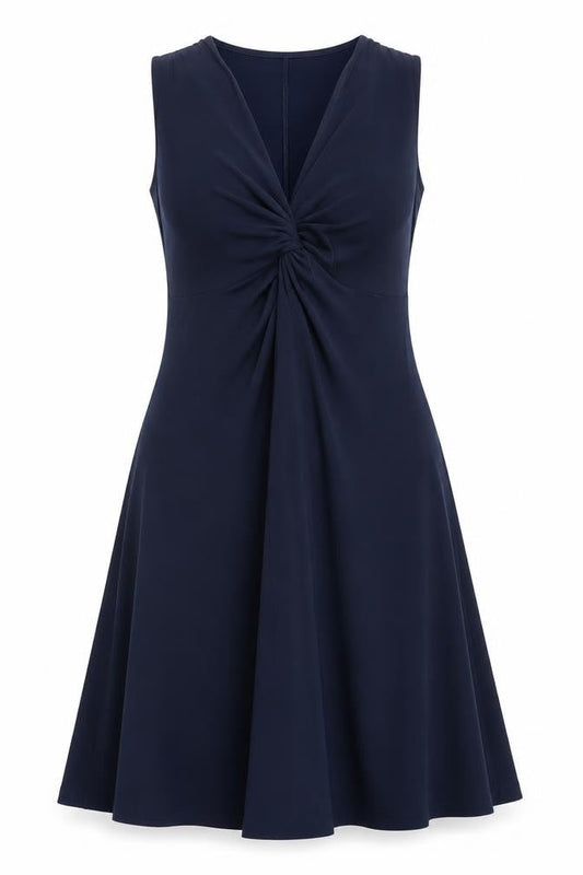 Front view of ESPRIT Women's Blue A-Line Sleeveless Dress, S