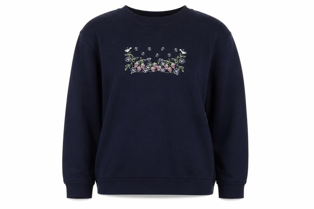 EWM Pure Classics Women's Blue Embroidered Pullover Sweatshirt XL
