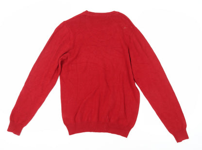 Marks & Spencer Men's Red Cotton Pullover Jumper S