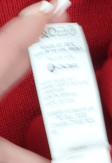 Marks and Spencer Men's Red Cotton Pullover Jumper S