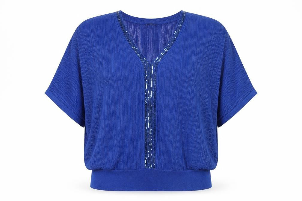 Planet Women's Blue Sequin Knit Top Medium